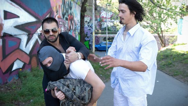 Bromo - Burglary-themed 3some with Luke, Peter Uman, and Ray