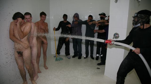 Gay Wire - Midnight hazing with hard anal in the showers