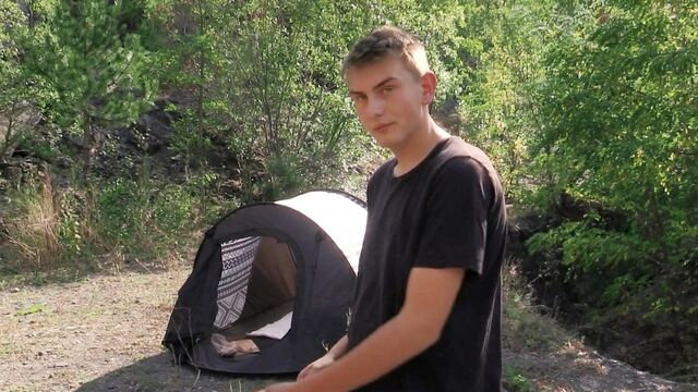 Bigstr - Slutty little hiker gets ass-fucked in his little tent
