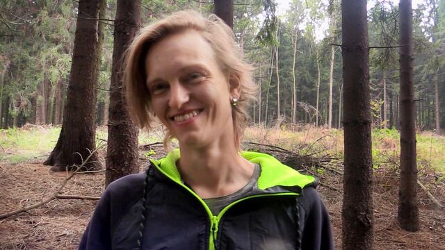 Bigstr - Tired-looking long-haired twink fucked in the woods