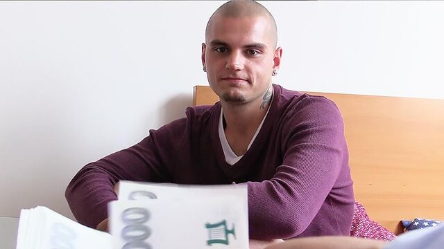 Bigstr - Debt-ridden baldie takes a huge facial here