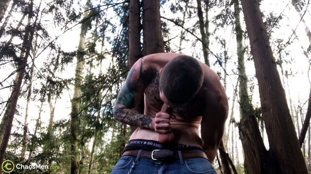 Chaos Men - Big-dicked hunk Jake Hart jerking off in the woods