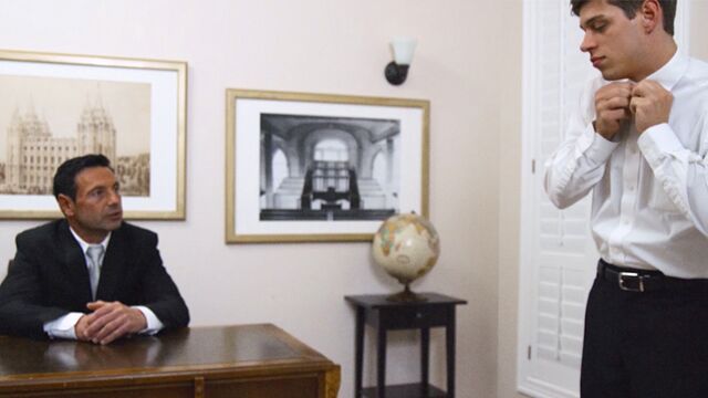 Missionary Boys - Skinny stud Elder Holland jerking his hard cock