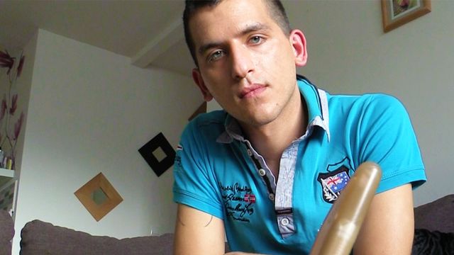 Bigstr - Hard-up hottie has to spread his legs for a loan collector