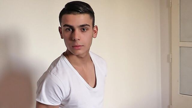 Bigstr - Arresting brunette guy looks hot with cum on his face