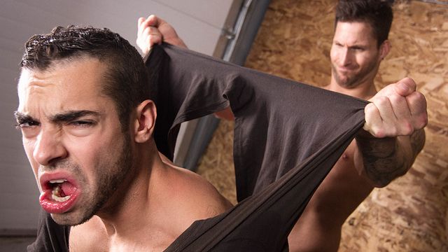 Bromo - Chained-up amateur getting ass-fucked in the garage