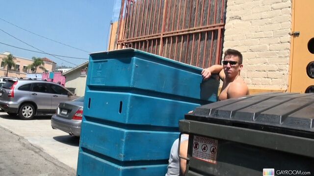 Gay Room - Adam Russo enjoys a BJ between the dumpsters