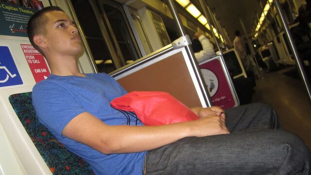 Gay Room - Dude sneakily masturbating at the subway station