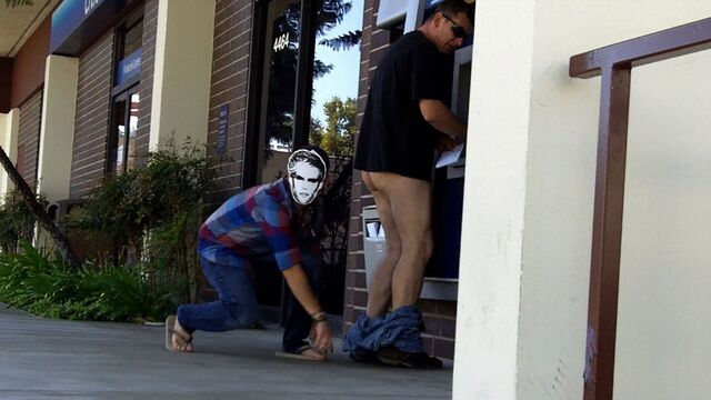 Gay Room - Masked creep pulls down his pants because he can