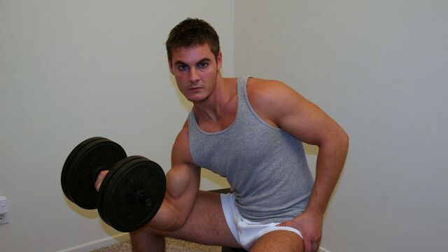 Nextdoor Male - Brenden is jacking off furiously on a bed