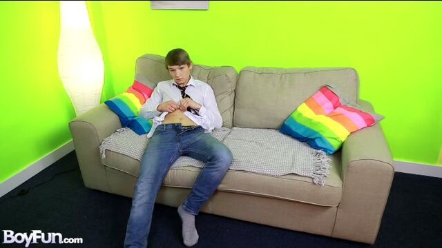 BoyFun - Gary Fletcher playing with his juicy penis on the couch