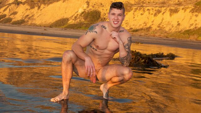 Sean Cody - Solo dude with tattoos jerking his throbbing boner on the couch