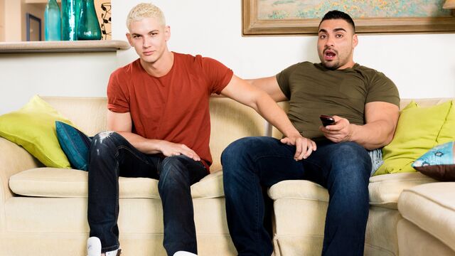 Nextdoor Studios - Couch-based butt blasting session with Derek Wulf and Jay Dymel