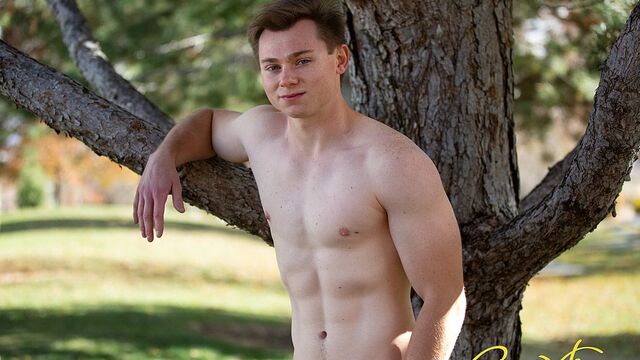 Corbin Fisher - Ghostly pale solo boy jerking his stiff cock for the camera