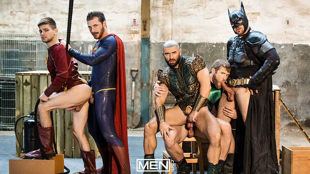 Men.Com - Brandon Cody, Johnny Rapid, and others in a DCEU-themed gay orgy
